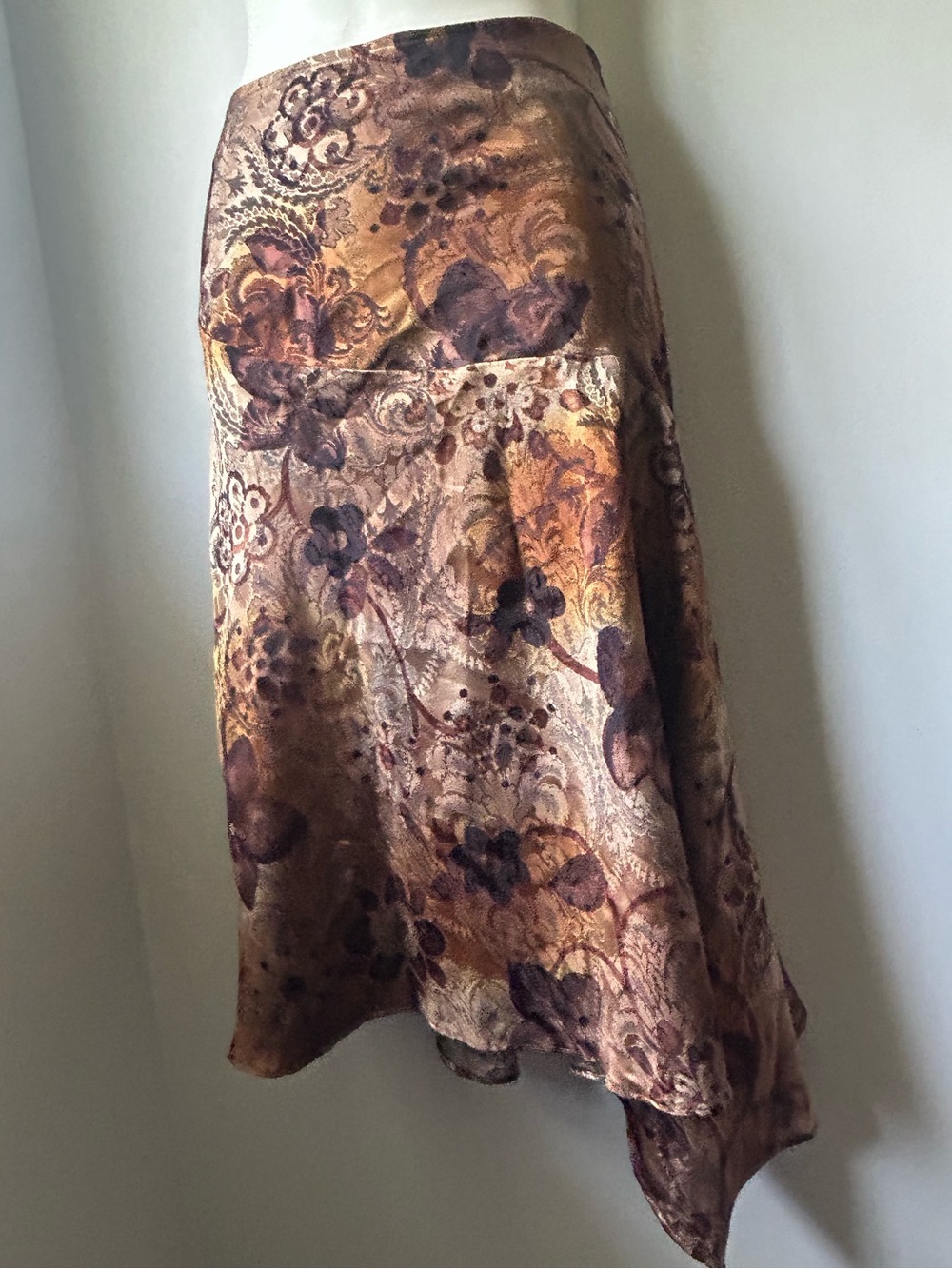 Vintage Vamp Brown Floral Asymmetric Skirt - Picture 2 of 11